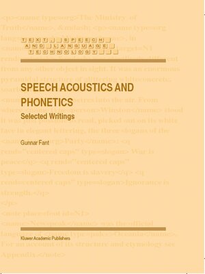 cover image of Speech Acoustics and Phonetics